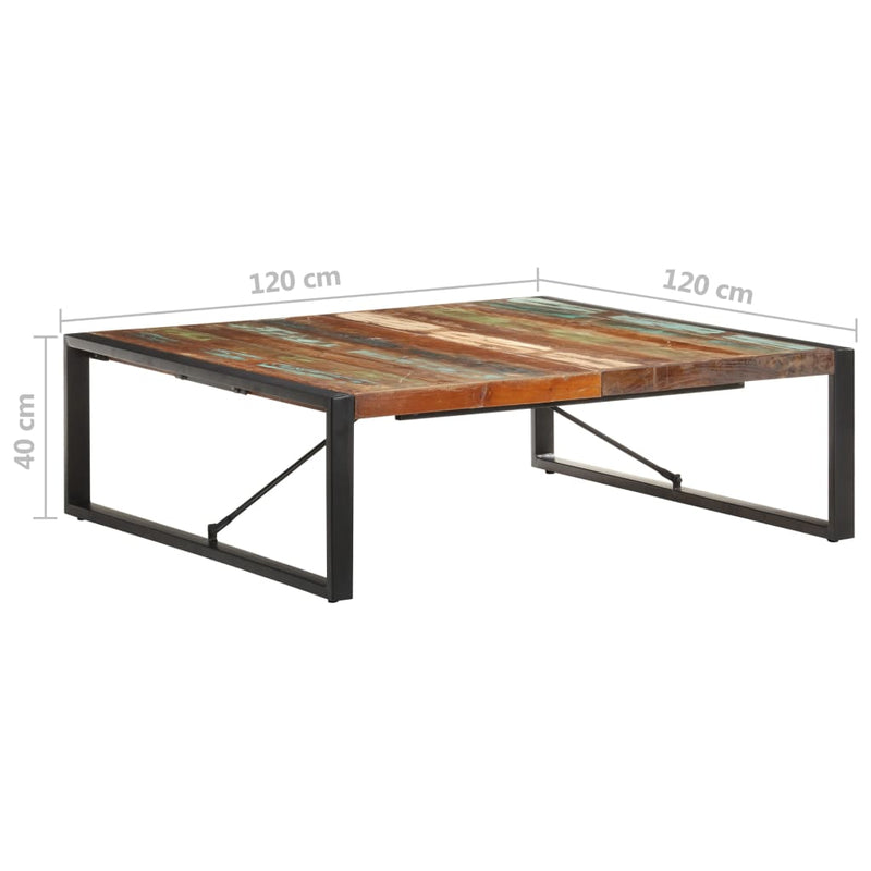 vidaXL Coffee Table 120x120x40 cm Solid Wood Reclaimed