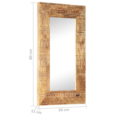 vidaXL Hand-Carved Mirror 110x50x2.5 cm Solid Mango Wood