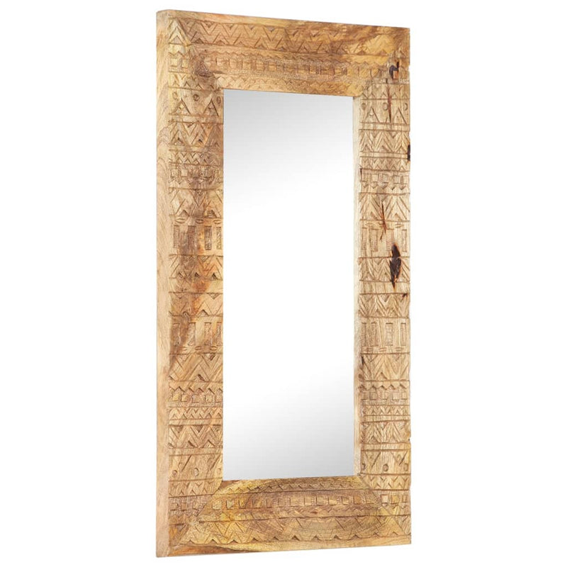 vidaXL Hand-Carved Mirror 110x50x2.5 cm Solid Mango Wood