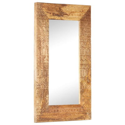 vidaXL Hand-Carved Mirror 110x50x2.5 cm Solid Mango Wood