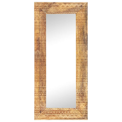 vidaXL Hand-Carved Mirror 110x50x2.5 cm Solid Mango Wood