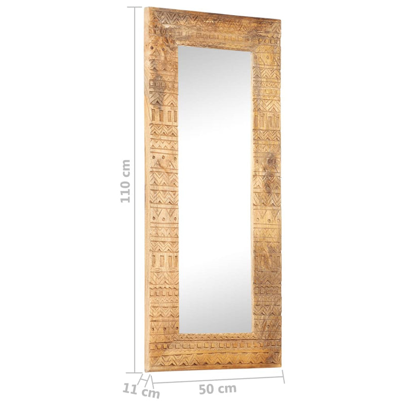 vidaXL Hand-Carved Mirror 110x50x2.5 cm Solid Mango Wood