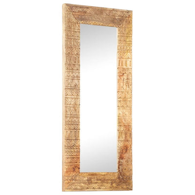 vidaXL Hand-Carved Mirror 110x50x2.5 cm Solid Mango Wood