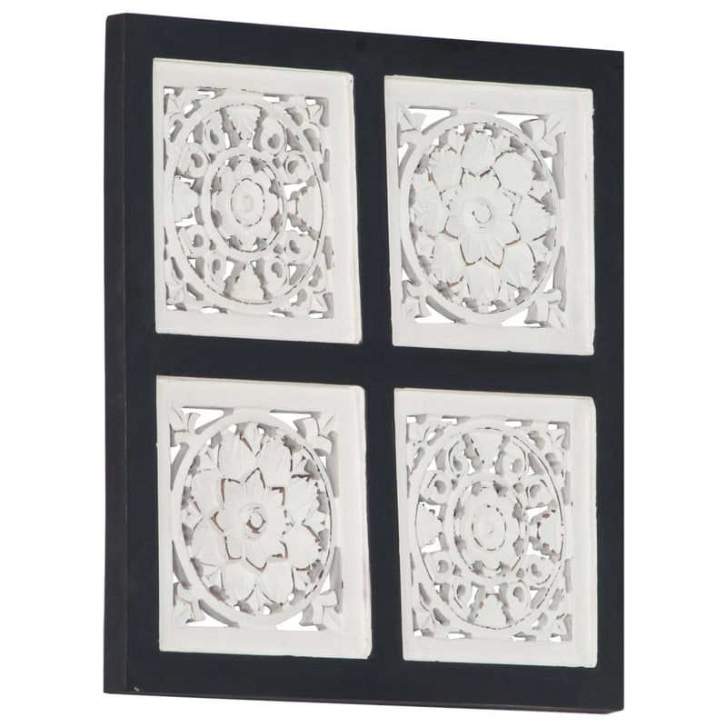 vidaXL Hand-Carved Wall Panel MDF 40x40x1.5 cm Black and White