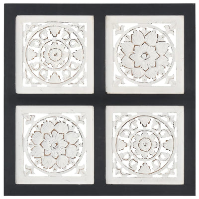 vidaXL Hand-Carved Wall Panel MDF 40x40x1.5 cm Black and White