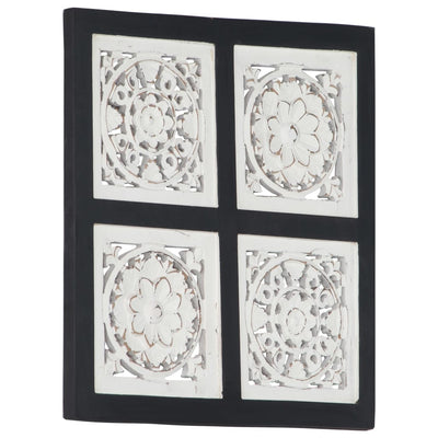 vidaXL Hand-Carved Wall Panel MDF 40x40x1.5 cm Black and White