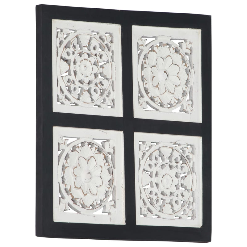 vidaXL Hand-Carved Wall Panel MDF 40x40x1.5 cm Black and White