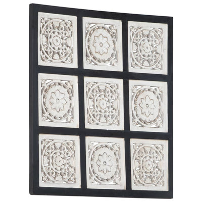 vidaXL Hand-Carved Wall Panel MDF 40x40x1.5 cm Black and White