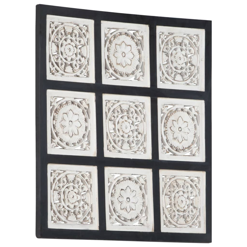 vidaXL Hand-Carved Wall Panel MDF 40x40x1.5 cm Black and White