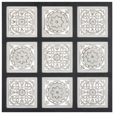 vidaXL Hand-Carved Wall Panel MDF 40x40x1.5 cm Black and White