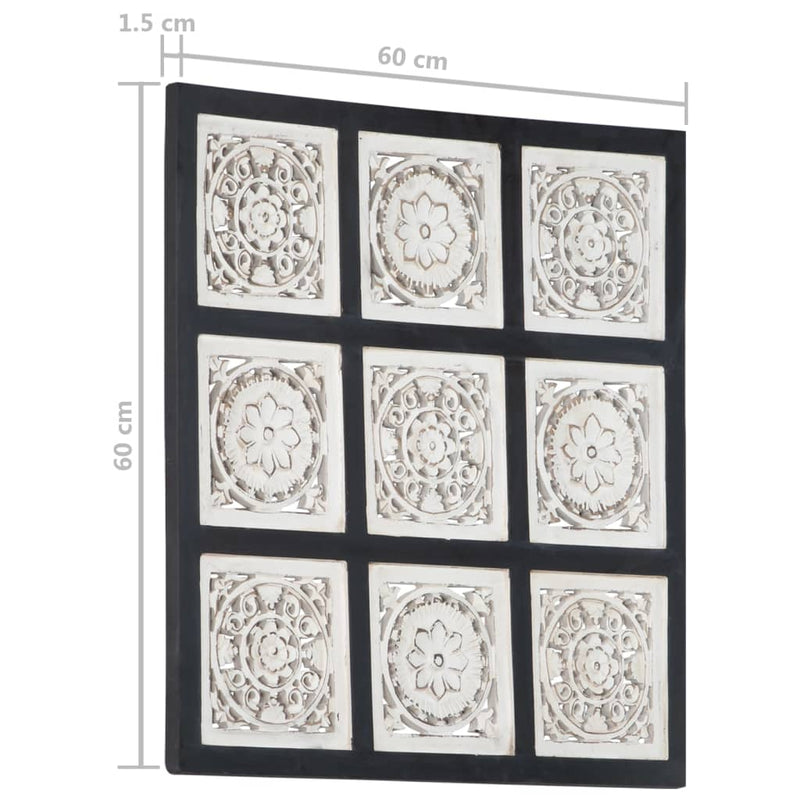 vidaXL Hand-Carved Wall Panel MDF 40x40x1.5 cm Black and White