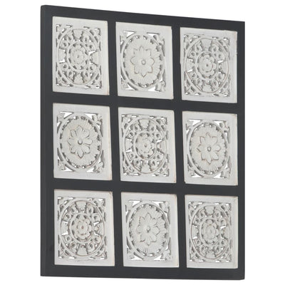 vidaXL Hand-Carved Wall Panel MDF 40x40x1.5 cm Black and White