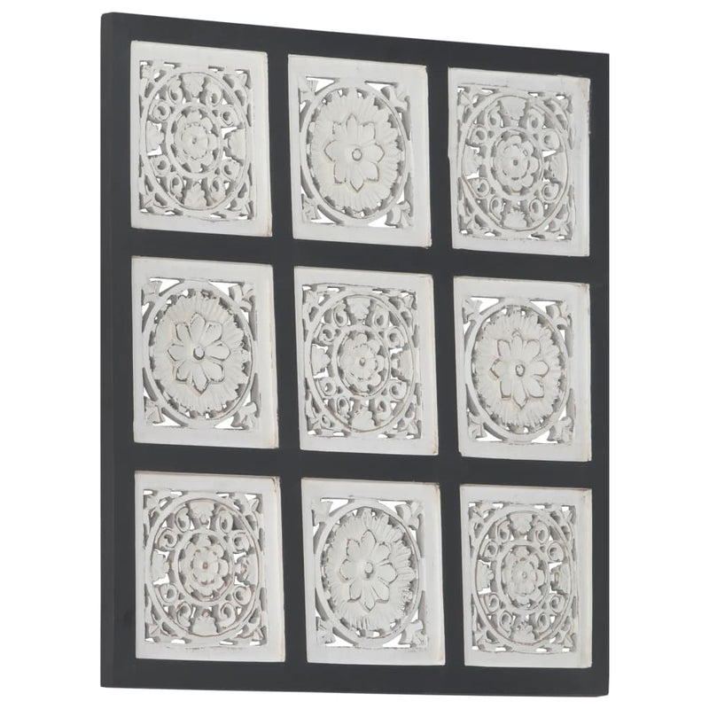 vidaXL Hand-Carved Wall Panel MDF 40x40x1.5 cm Black and White