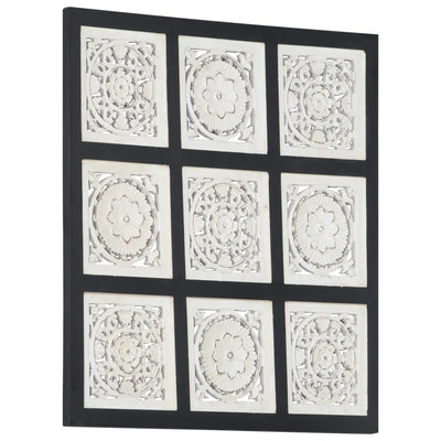 vidaXL Hand-Carved Wall Panel MDF 40x40x1.5 cm Black and White