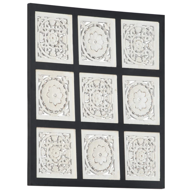 vidaXL Hand-Carved Wall Panel MDF 40x40x1.5 cm Black and White