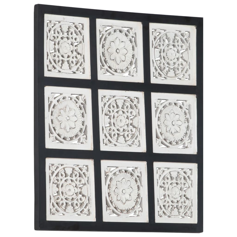 vidaXL Hand-Carved Wall Panel MDF 40x40x1.5 cm Black and White