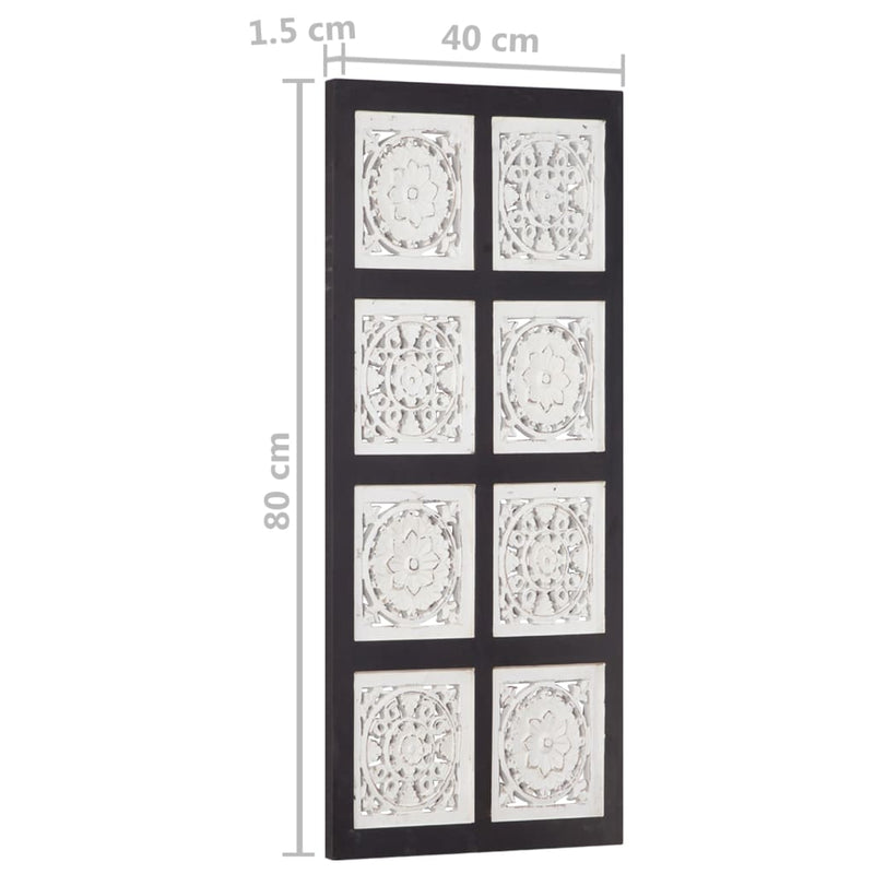 vidaXL Hand-Carved Wall Panel MDF 40x40x1.5 cm Black and White