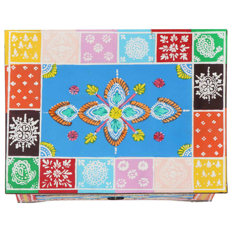 vidaXL Hand Painted Bedside Cabinet 40x30x50 cm Solid Mango Wood