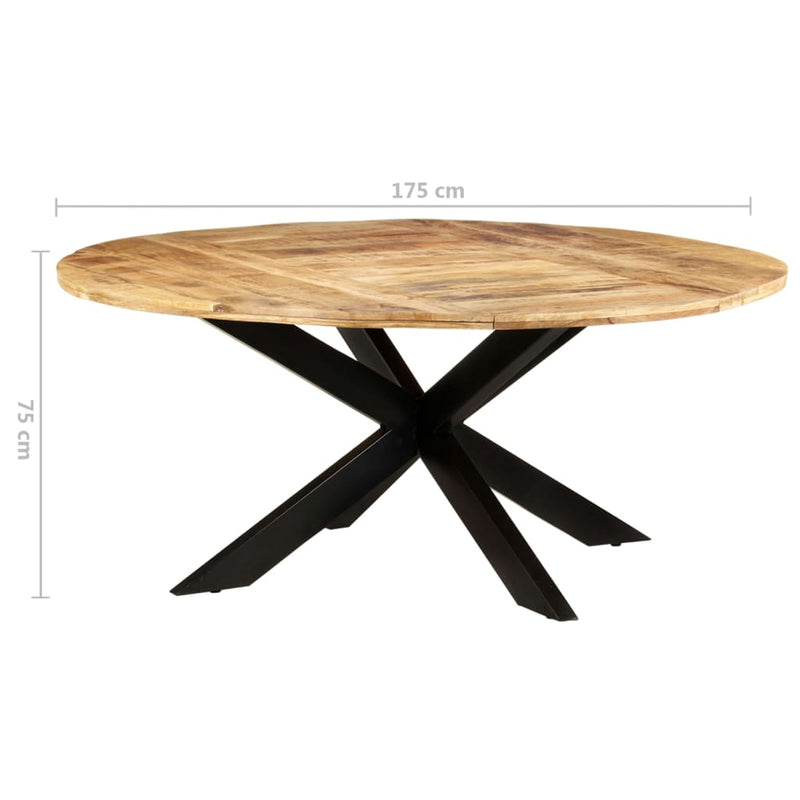 vidaXL Dining Table Round 175x75 cm Rough Mango Wood