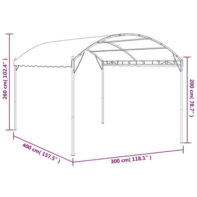 vidaXL Gazebo 4x3x2.6 m Taupe 180 g/m²