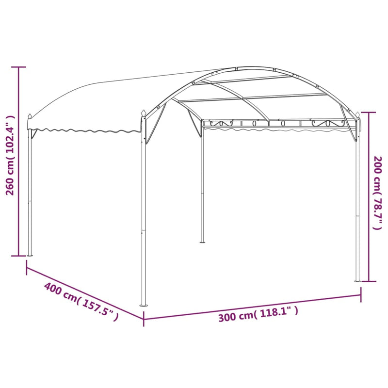 vidaXL Gazebo 4x3x2.6 m Taupe 180 g/m²