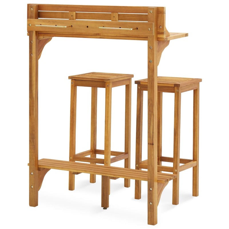 vidaXL 3 Piece Balcony Bar Set Solid Acacia Wood