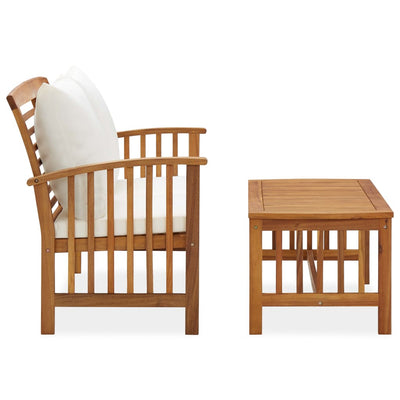 vidaXL 2 Piece Garden Lounge Set with Cushions Solid Acacia Wood