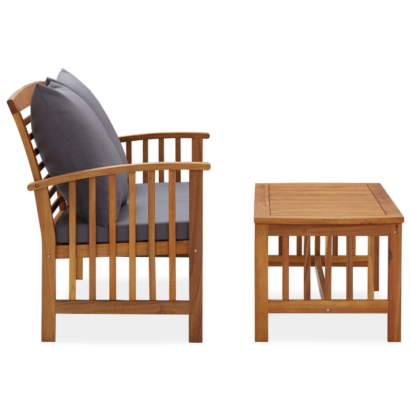 vidaXL 2 Piece Garden Lounge Set with Cushions Solid Acacia Wood
