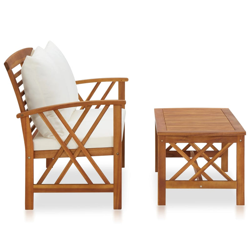 vidaXL 2 Piece Garden Lounge Set with Cushions Solid Acacia Wood