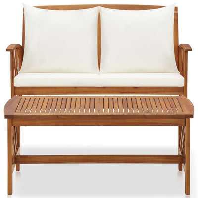 vidaXL 2 Piece Garden Lounge Set with Cushions Solid Acacia Wood