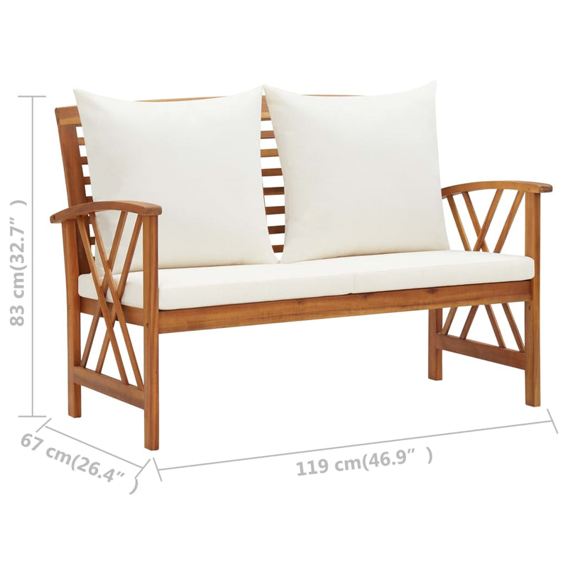 vidaXL 2 Piece Garden Lounge Set with Cushions Solid Acacia Wood
