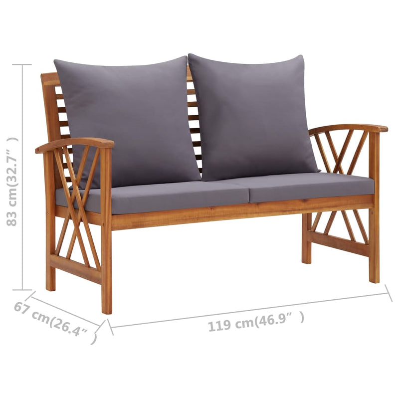 vidaXL 2 Piece Garden Lounge Set with Cushions Solid Acacia Wood