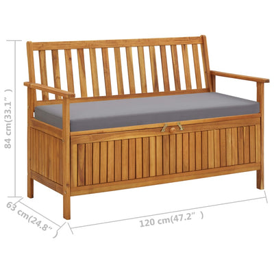 vidaXL Garden Storage Bench 120 cm Solid Acacia Wood