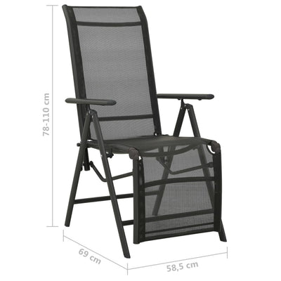 vidaXL Reclining Garden Chairs 2 pcs Textilene and Aluminium Silver