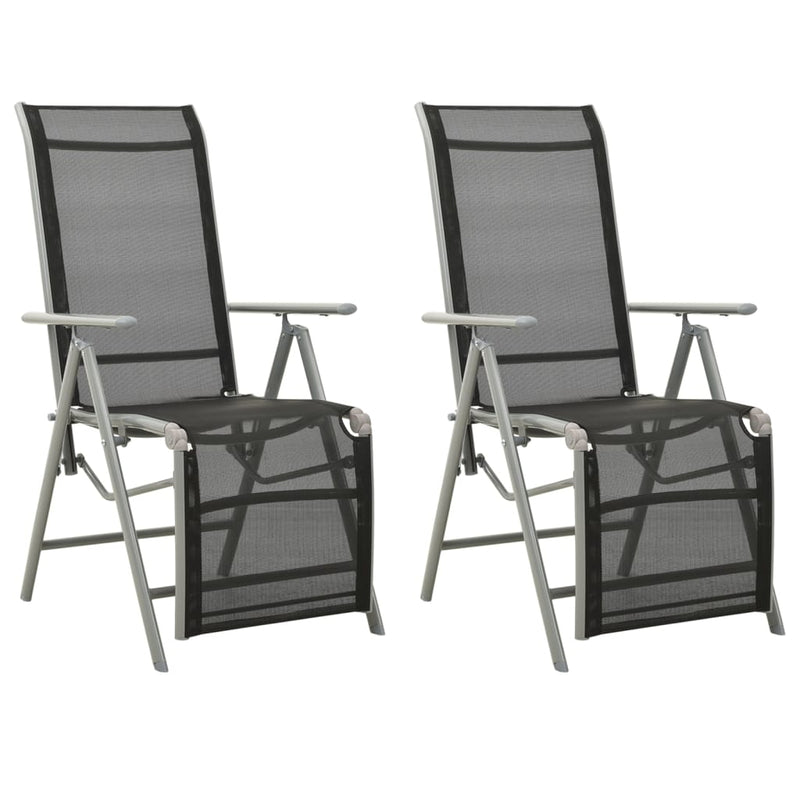 vidaXL Reclining Garden Chairs 2 pcs Textilene and Aluminium Silver