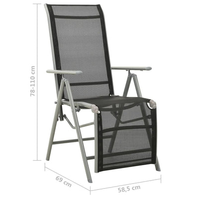vidaXL Reclining Garden Chairs 2 pcs Textilene and Aluminium Silver