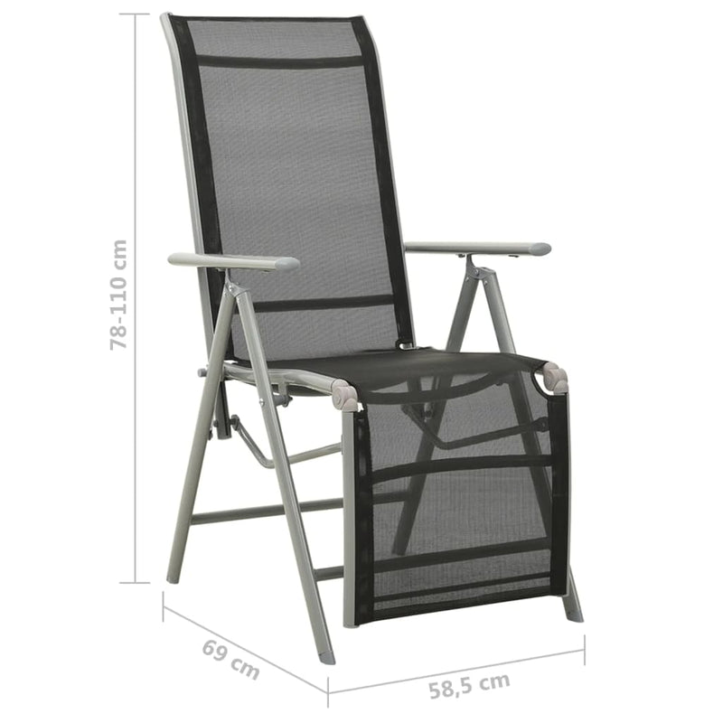 vidaXL Reclining Garden Chairs 2 pcs Textilene and Aluminium Silver