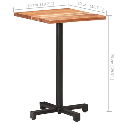 vidaXL Bistro Table with Live Edges 50x50x75 cm Solid Acacia Wood