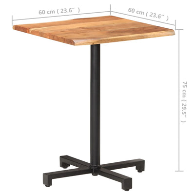 vidaXL Bistro Table with Live Edges 50x50x75 cm Solid Acacia Wood