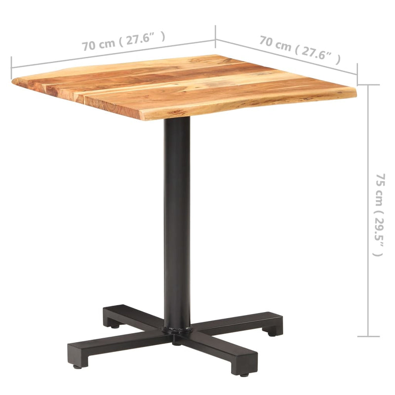 vidaXL Bistro Table with Live Edges 50x50x75 cm Solid Acacia Wood