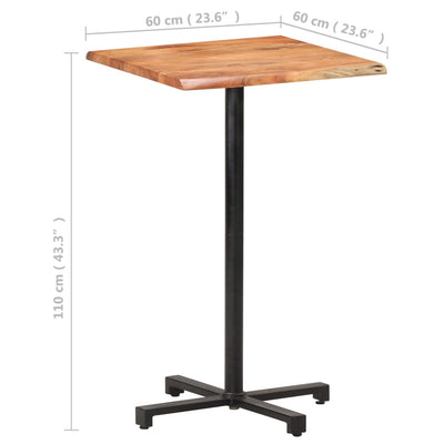 vidaXL Bar Table with Live Edges 60x60x110 cm Solid Acacia Wood