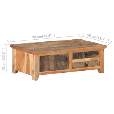 vidaXL Coffee Table 90x50x31 cm Solid Reclaimed Wood