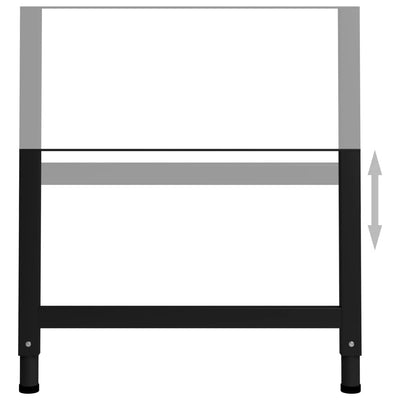 vidaXL Adjustable Work Bench Frames 2 pcs Metal 85x(69-95.5) cm Black