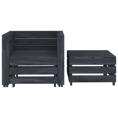 vidaXL 2 Piece Garden Pallet Lounge Set Grey Wood