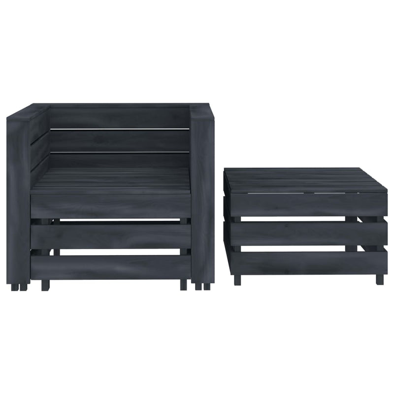 vidaXL 2 Piece Garden Pallet Lounge Set Grey Wood