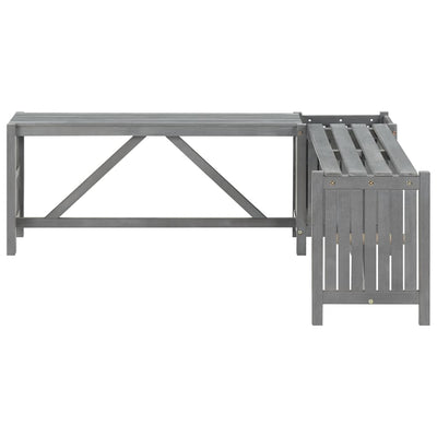 vidaXL Garden Corner Bench with Planter 117cm Solid Acacia Wood Grey