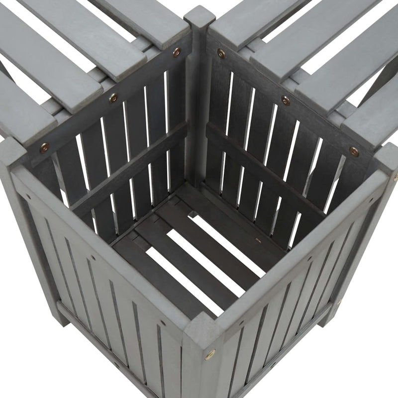 vidaXL Garden Corner Bench with Planter 117cm Solid Acacia Wood Grey