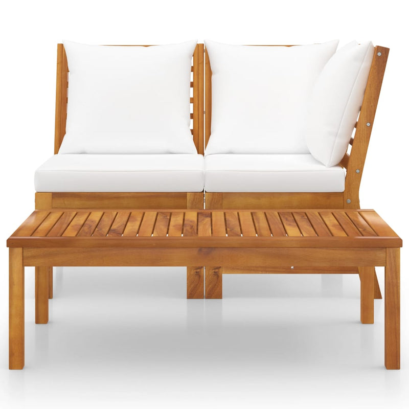 vidaXL 3 Piece Garden Lounge Set with Dark Grey Cushion Solid Acacia Wood