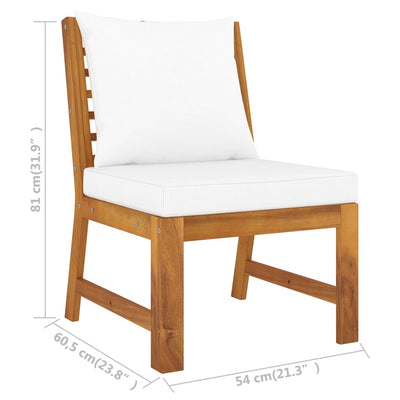 vidaXL Sectional Middle Sofa with Dark Grey Cushion Solid Acacia Wood