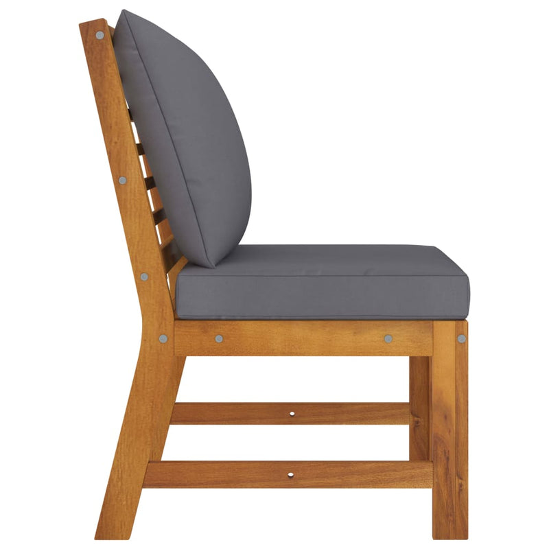 vidaXL Sectional Middle Sofa with Dark Grey Cushion Solid Acacia Wood